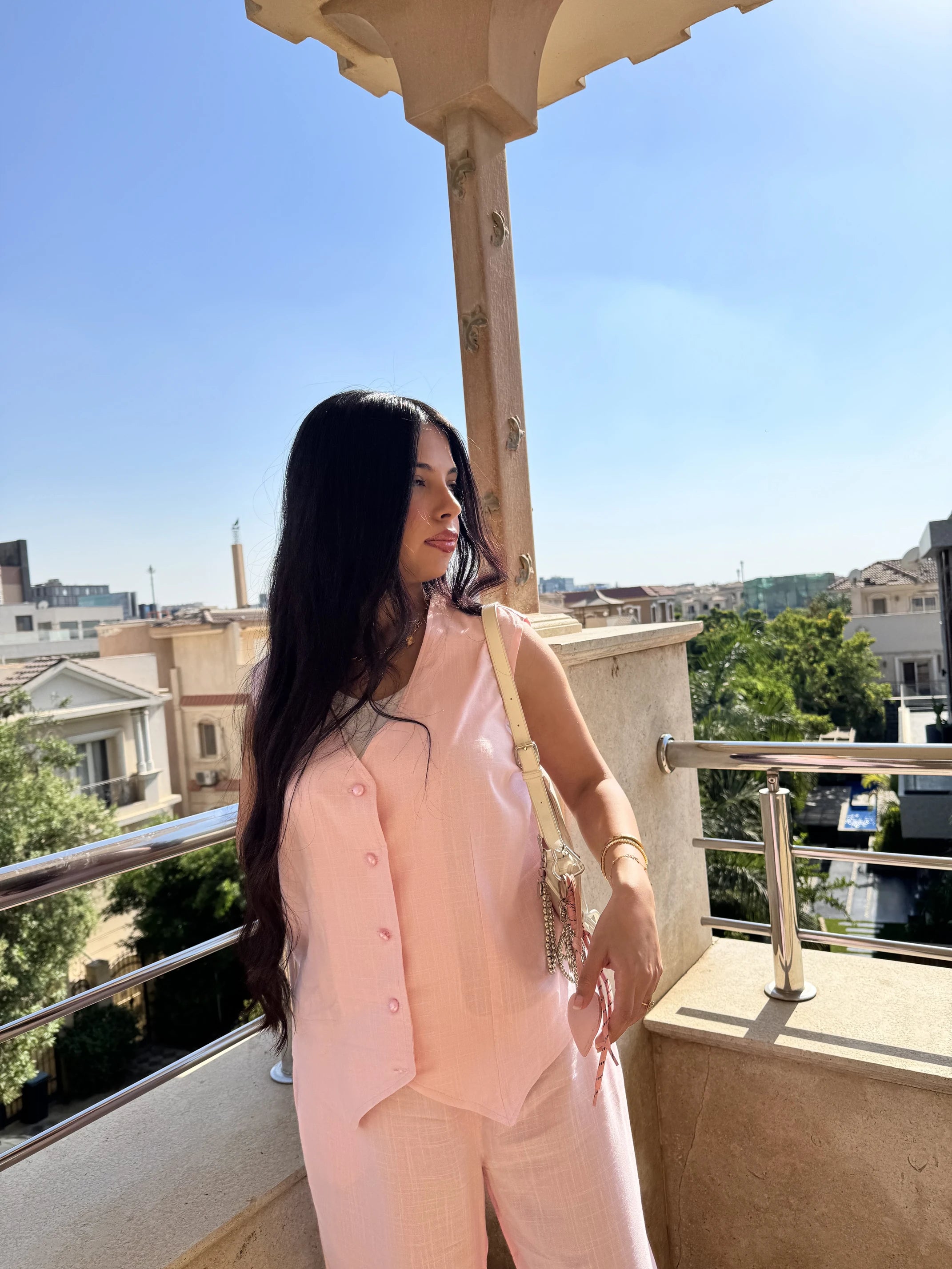 Linen Vest in pink