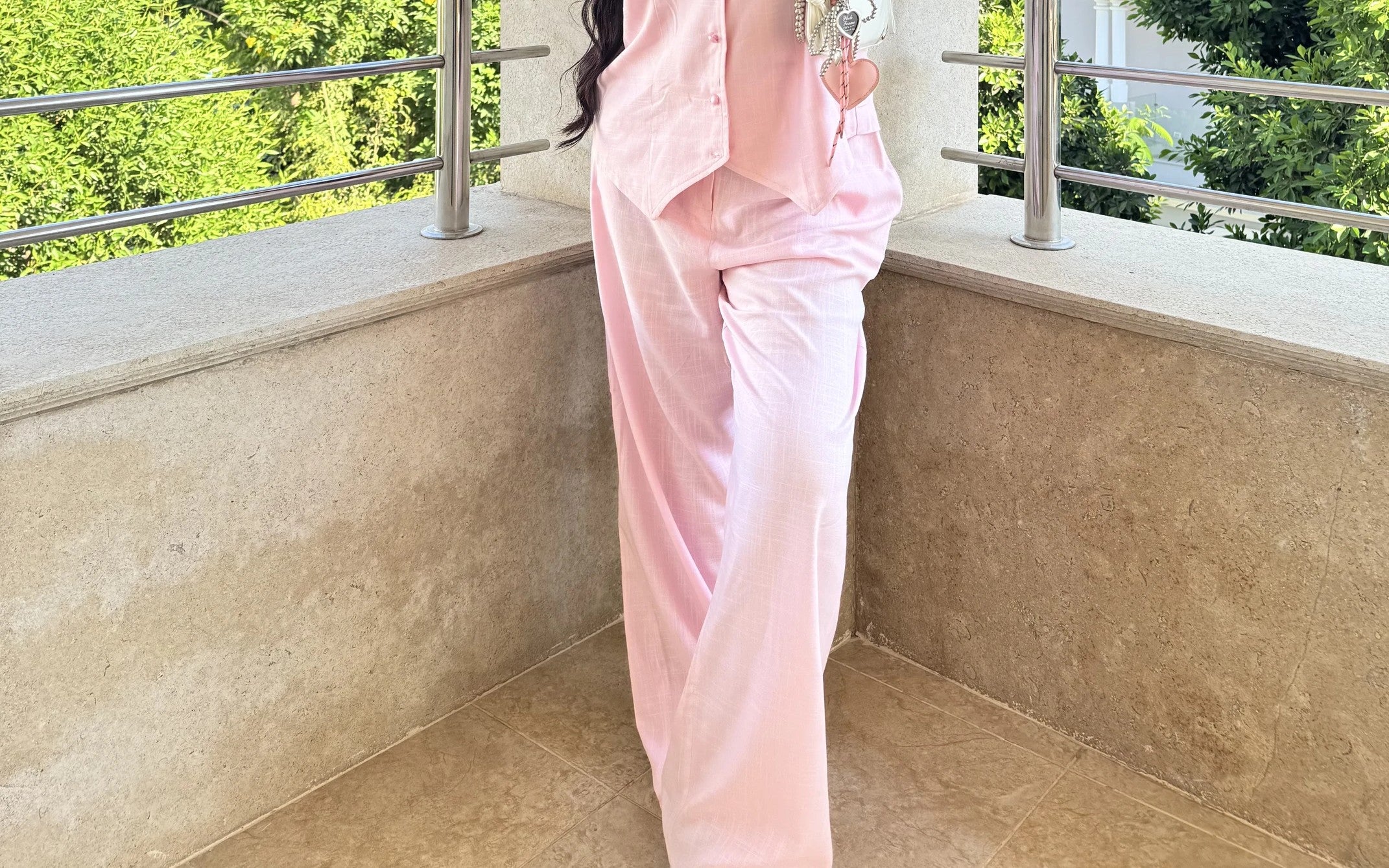 Linen pants in pink