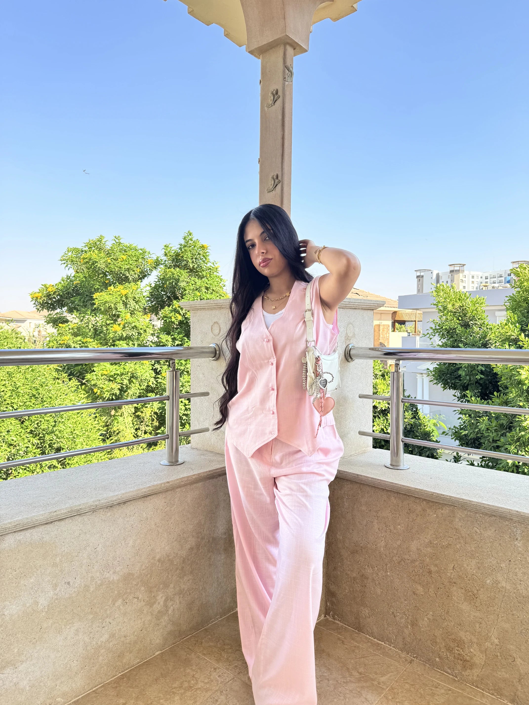 Linen pants in pink