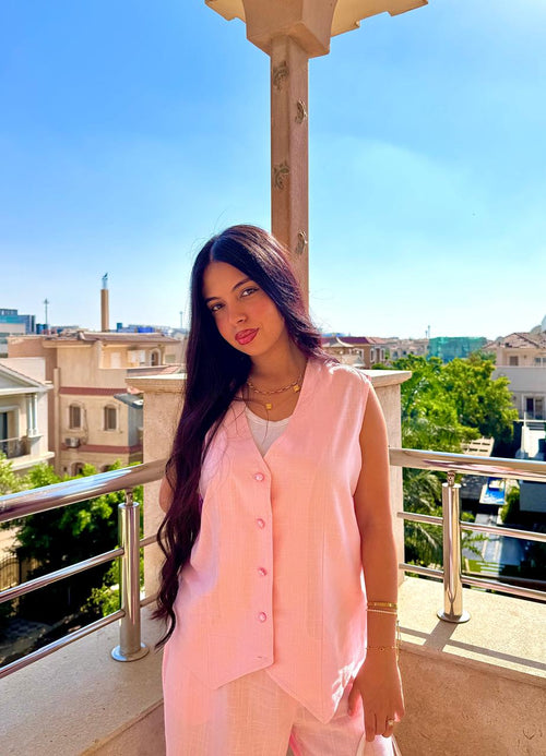 Linen set in pink