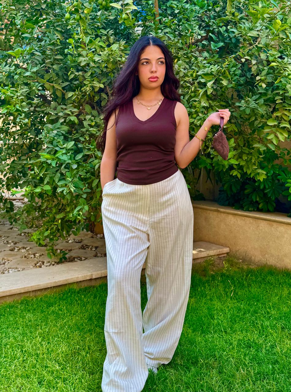 Striped linen pants