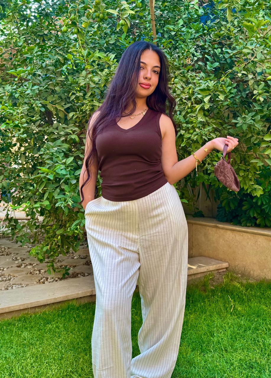 Striped linen pants