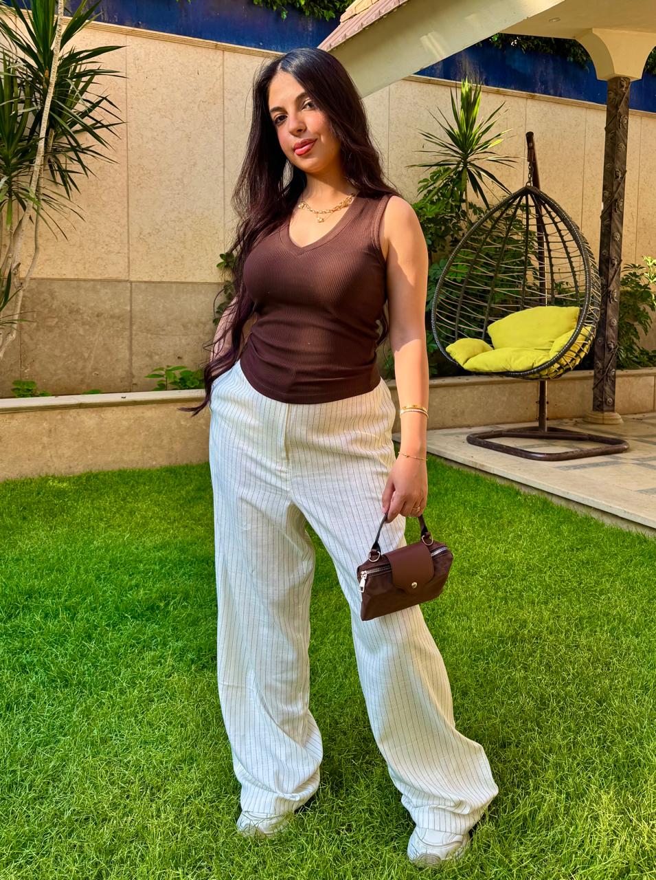 Striped linen pants