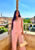 Linen set in pink
